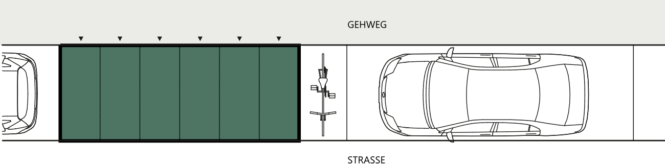 Fahrradgarage für Längsparker