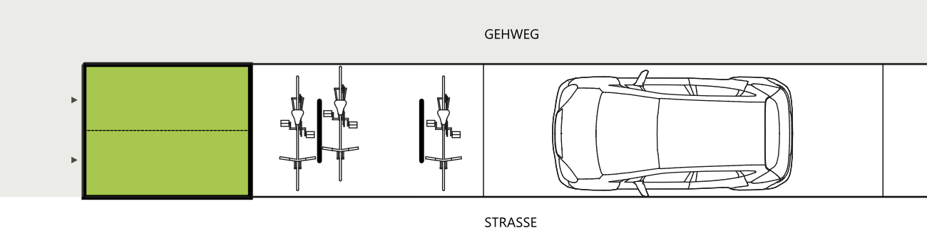 Fahrradgarage für Längsparker