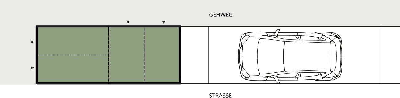 Fahrradgarage für Längsparker