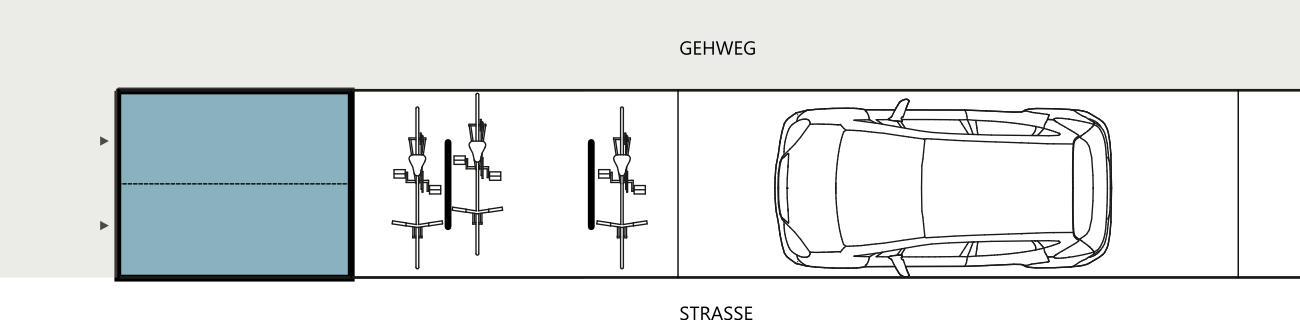 Fahrradgarage für Längsparker